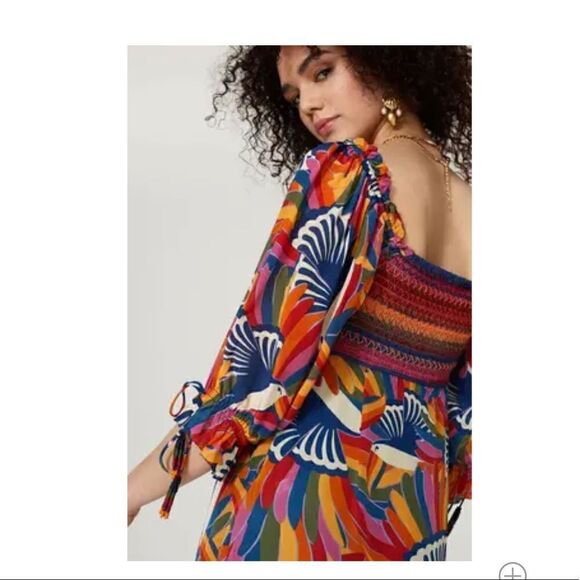 FARM Rio Rainbow Toucan Smocked Maxi size medium - Picture 16 of 16